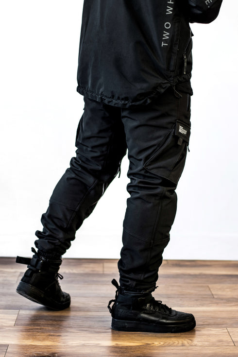 Ride Rich Unit 16 Armoured Softshell Waterproof Cargo Motorcycle Joggers - Black